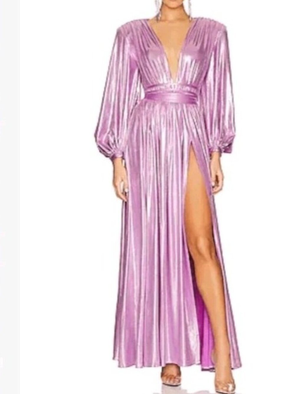 Bronx and Banco Zoe Lavender Shimmer Puff Sleeve Princess Gown
